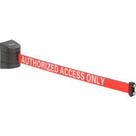 GLOBAL EQUIPMENT Global Industrial„¢ Magnetic Retractable Belt Barrier, Black Case W/15' Red "Authorized" Belt GLOBAL-MWP400B-RWA150